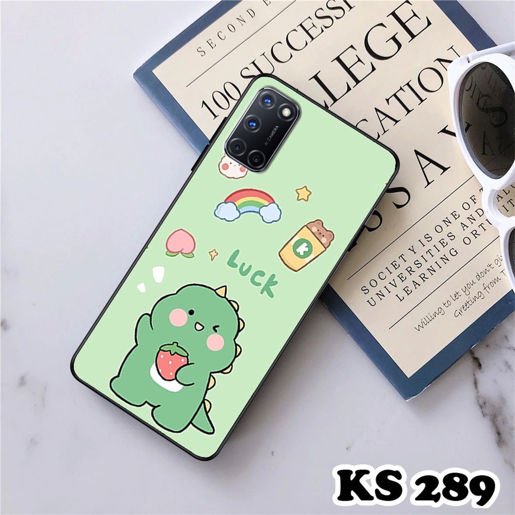 Ốp lưng Oppo A52 - Oppo A53 - Oppo A92 - Ốp in hình khủng long DinoCute - Lưng nhám viền TPU