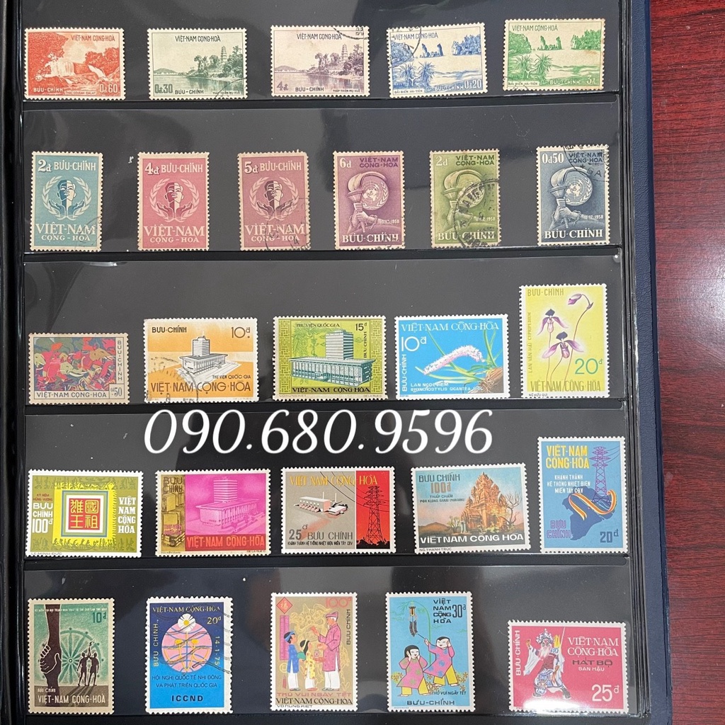 Bộ 400 Con Tem Xưa Khác Nhau Giai Đoạn 1955-1975, Kèm Album Đẹp Như Hình