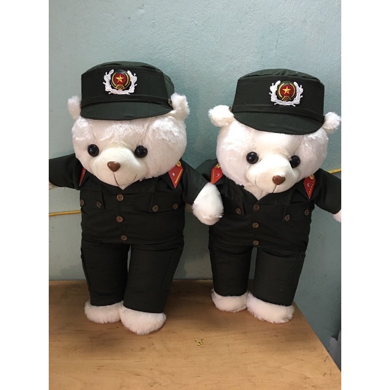 gấu bông Quân đội công an cảnh sát cơ động ( in tên ,tiết, quân hàm)