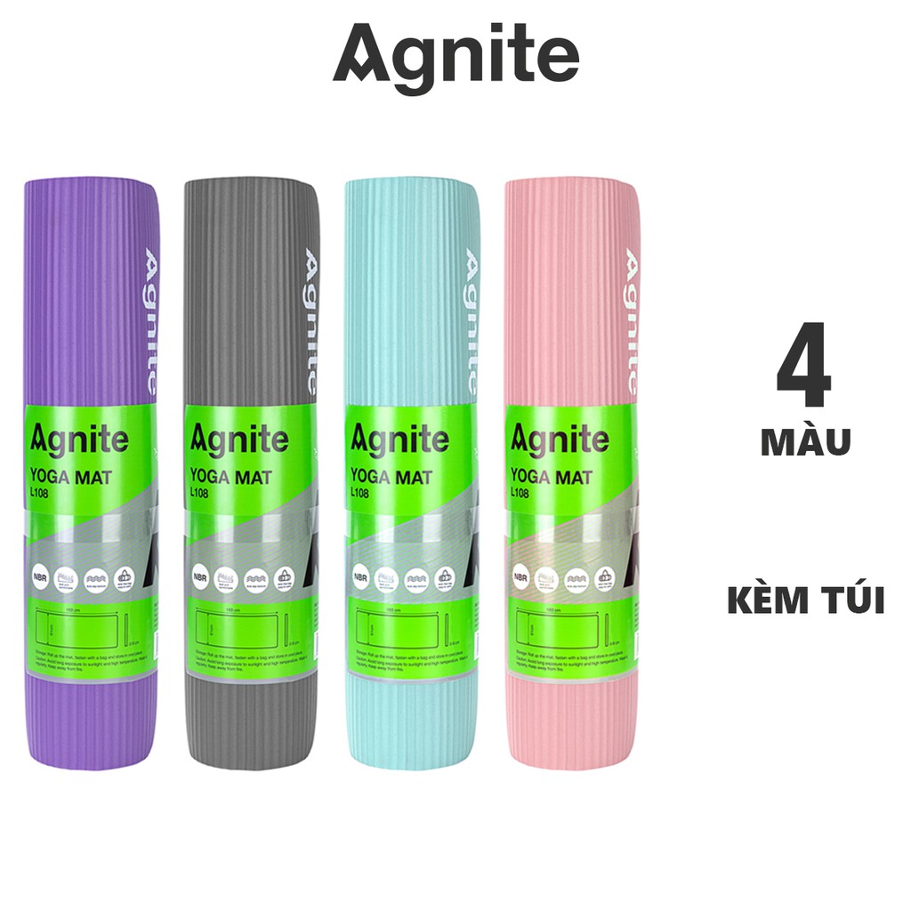 Thảm tập gym, yoga chống trượt, thể dục tại nhà Agnite 8mm - EL108