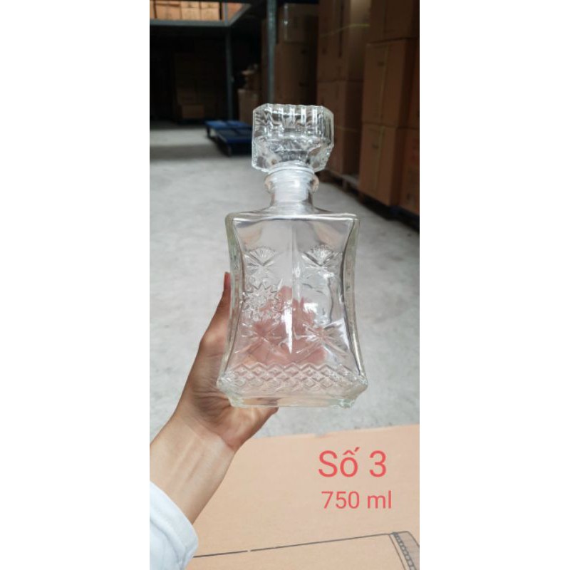 Bình,Chai Đựng Rượu Thuỷ Tinh Đẹp Cao Cấp 800ml. Mẫu Số 3