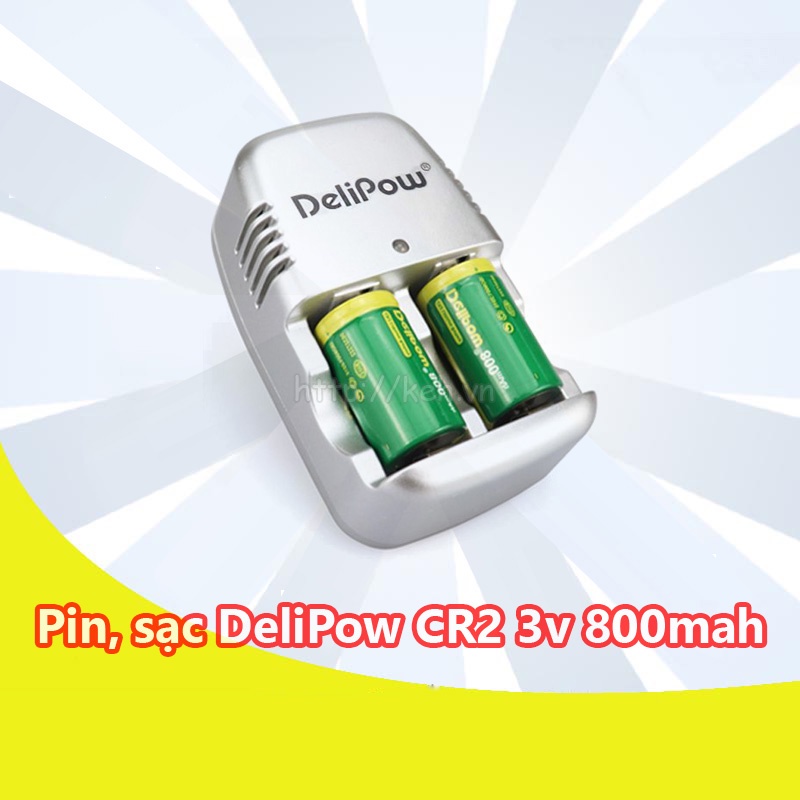 Pin, sạc DeliPow CR2 3v 800mah Rechargeable cr15270 cho máy ảnh phim, máy instax mini, đèn pin