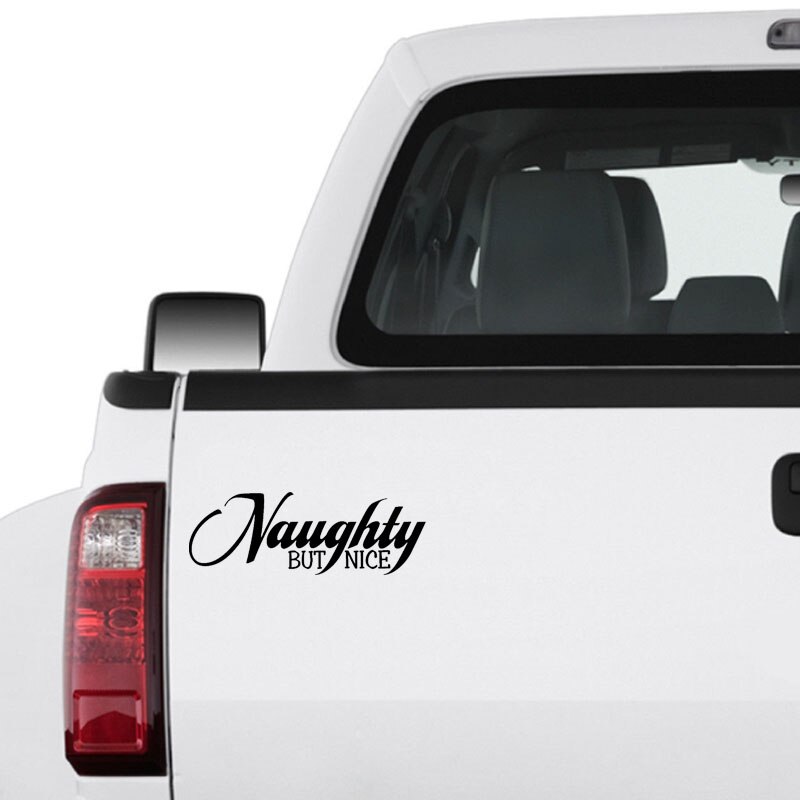 Miếng sticker Naughty But Nice dán kính chắn gió ô tô vui nhộn 18.6cmx6.5cm
