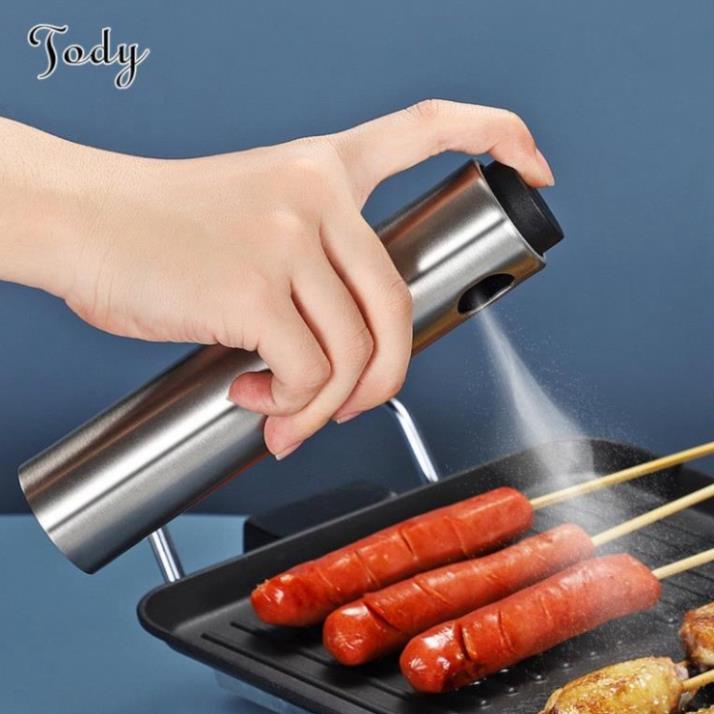 Bình xịt dầu ăn phun sương cho nồi chiên không dầu, nướng, chai xịt dầu ăn 100ml nắp Inox thân thủy tinh