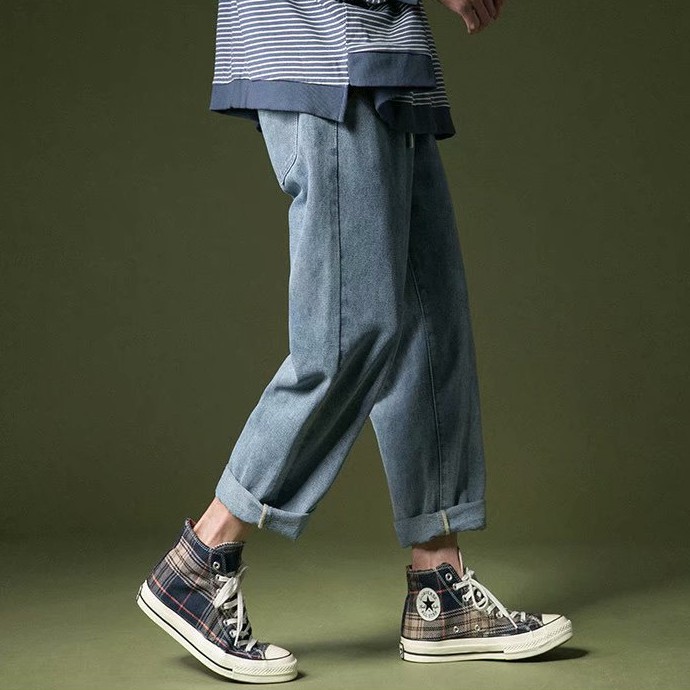 Quần  jeans dây rút form rộng thời trang thu đông cho nam sinh quần jean hàn quốc quần jean nam co giãn bigsize  quần bò ống côn  quần bò đen ống suông  quần ống rộng bigsize nam  quần jean nam rộng