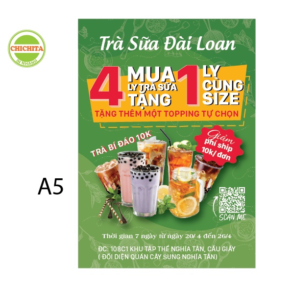 Combo 100 Tờ Rơi - Giấy c150- theo yêu cầu A5