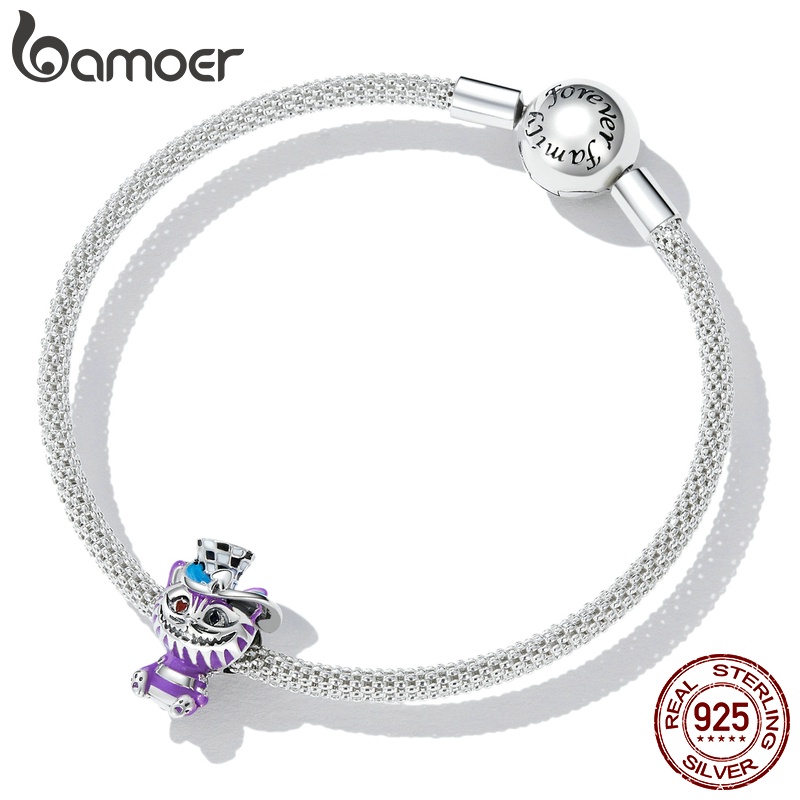 Mặt xỏ Bamoer bạc 925 hình mèo con hoạt hình nhiều màu đáng yêu cho bé