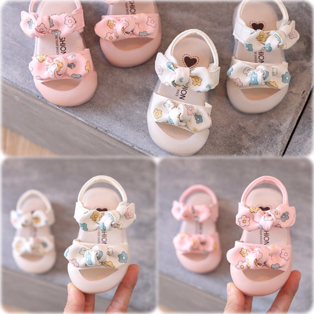 MẪU MỚI_ Sandal tập đi 2 nơ cho bé gái xinh xắn đáng yêu size 15-19