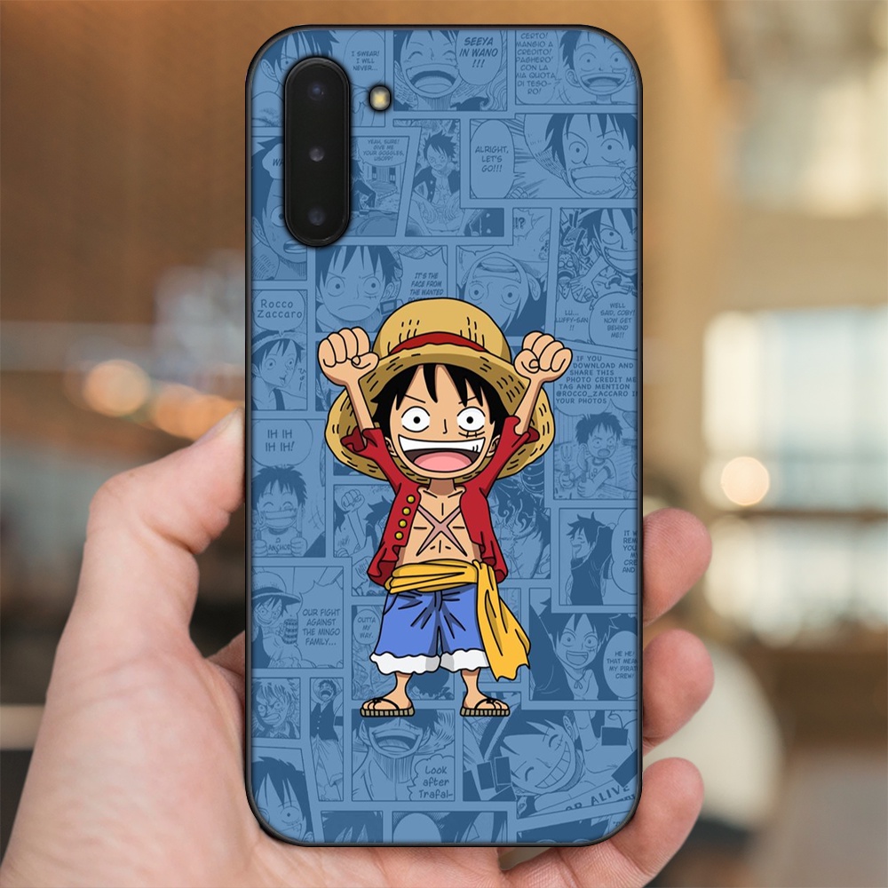 Ốp lưng Samsung Note 10 viền đen in hình Luffy One Piece