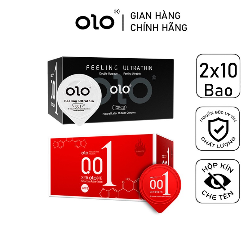 Bộ 2 hộp Bao Cao Su OLO 001 Feeling Ultrathin và BCS OLO 0 01 Feeling Ultrathin HOT 20 BCS