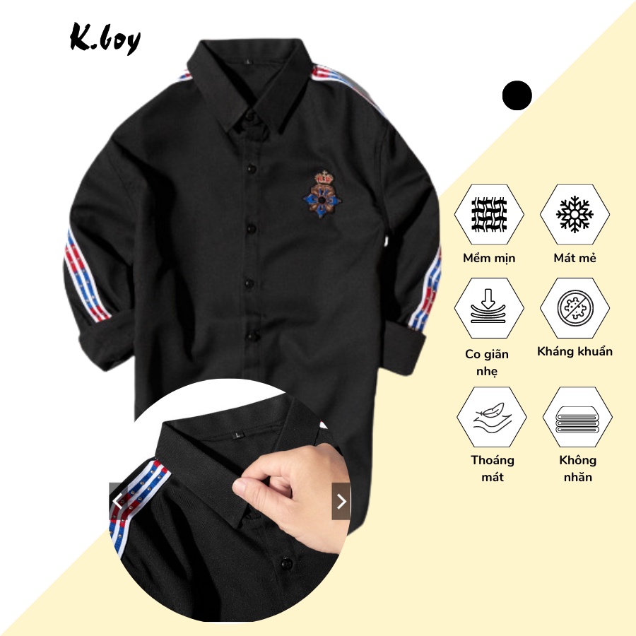Áo sơ mi tay dài, cổ bẻ, Viền vai cao cấp, logo nổi bật ,Basic - Hàng Quãng châu, năng động, cá tính - 2957