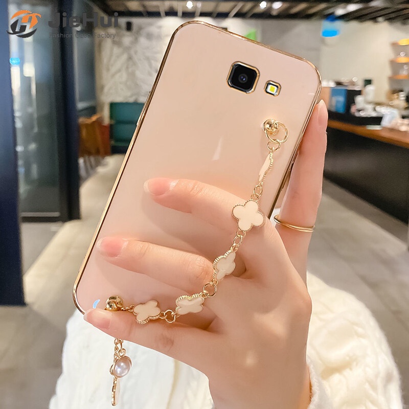Ốp Điện Thoại TPU Mạ Chrome Có Vòng Đeo Tay Cho Samsung Galaxy J7 Prime / J4 Plus / J6 Plus / J7 Pro / J7 2017 / J2 Prime / J5 Prime