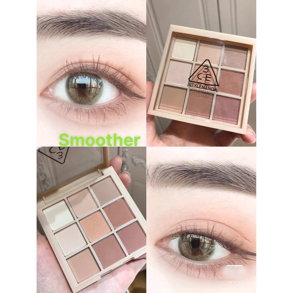 Màu Mắt 9 Ô 3CE Multi Eye Color Pallette Beach Muse- Over Take- Dry Bouquet- All Nighter - Dear Nude