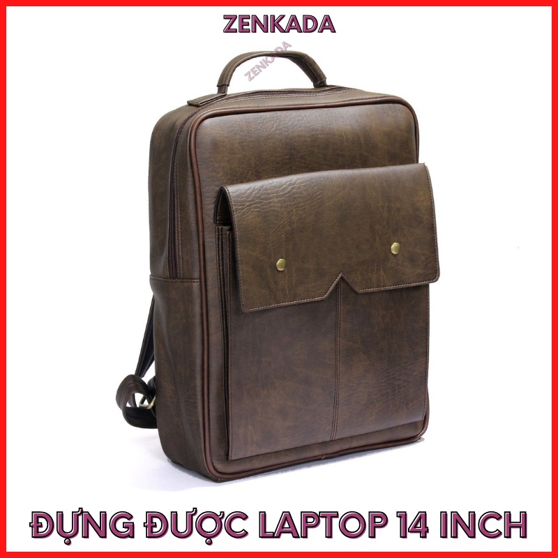 Balo đựng laptop với nhiều ngăn tiện dụng, ba lô da Zenka phong cách thanh lịch và sang trọng_ZBL01_2