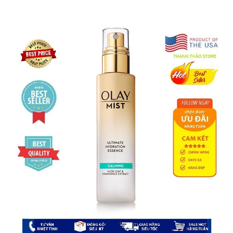 Xịt khoáng, Nước hoa hòng Olay Mist Ultimate Hydration Essence 98ml