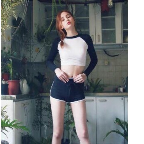 Bộ Đồ Bơi Nữ 2 Mảnh Quần Đùi Cạp Cao Aó Crop Dài Tay Bin Sports BHV093 | BigBuy360 - bigbuy360.vn