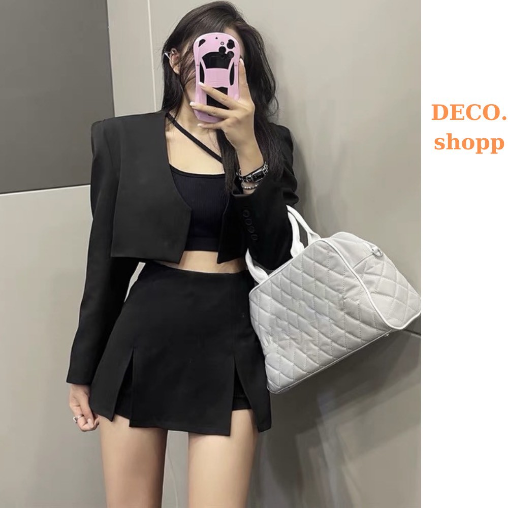 Chân Váy Chữ A  Lưng Cao DECO.shopp Xẻ Tà, Chân Váy Ngắn Phong Cách Hàn Quốc QV04