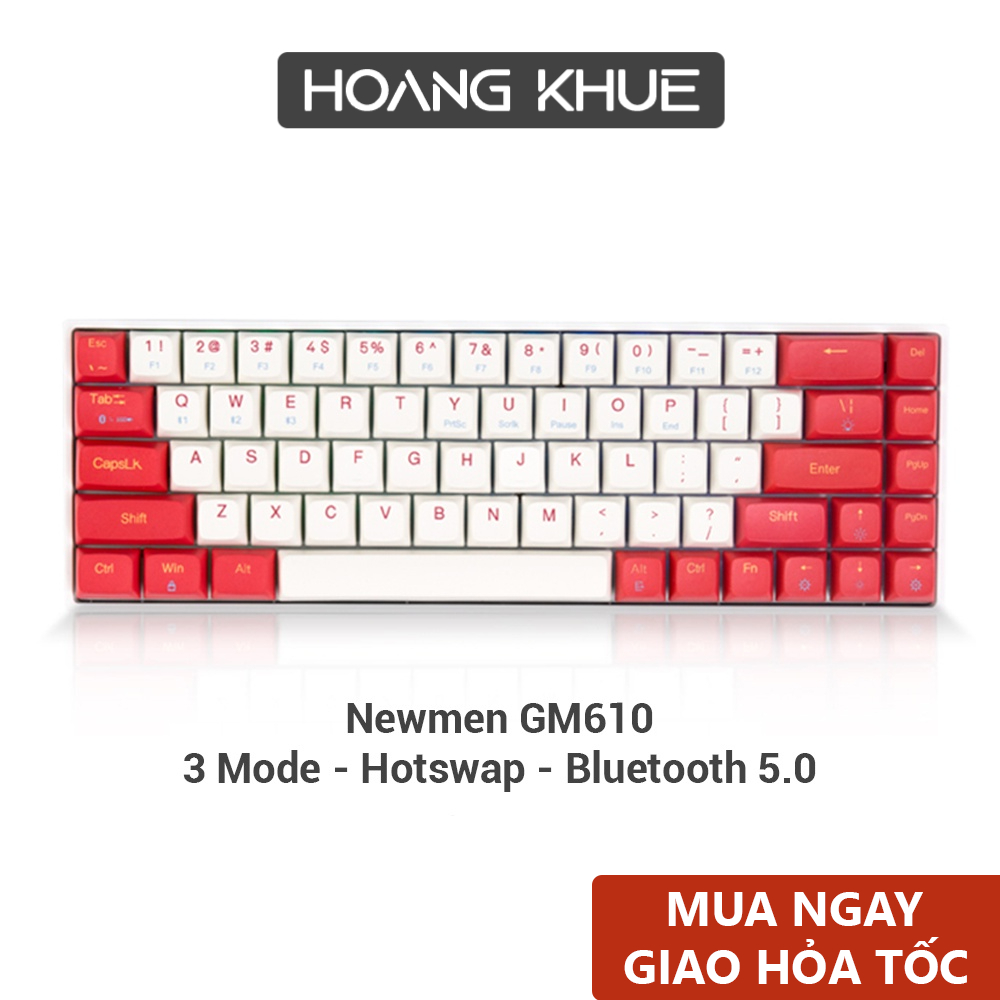Bàn phím cơ không dây 61 phím Newmen GM610 Cherry Profile bluetooth 5.0 kết nối nhiều thiết bị