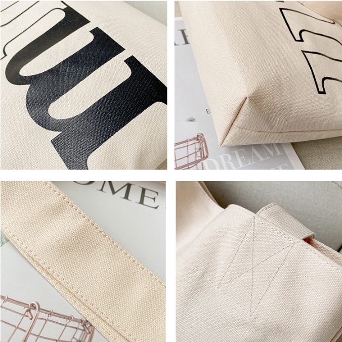 Túi tote vải canvas đeo vai đi học đi chơi phong cách thời trang vải mềm mịn