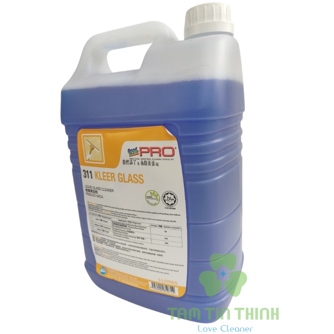 Nước lau kính giúp bề mặt kính được bóng sáng, ngăn các vết ố vàng Goodmaid pro 311 can 5 lít