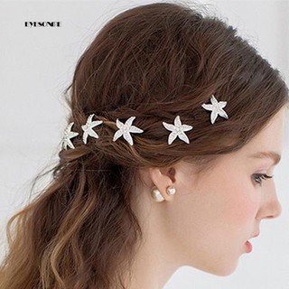 Set 6 kẹp tóc mini kiểu dáng sao biển nữ tính phụ kiện trang trí cô dâu sang trọng