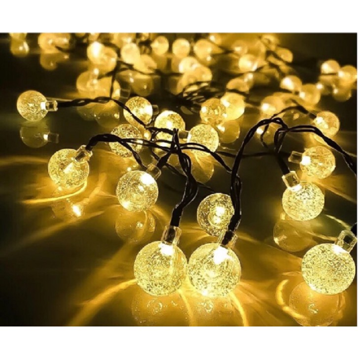 Dài 10M 50 Bóng Đèn Tròn Cherry Ball Pha Lê Đèn Led Xài Điện Không Chớp Nháy Chống Nước Decor Trang Trí Noel CrbBotDen