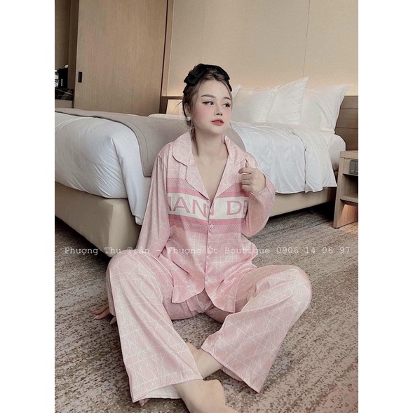 PIZAMA lụa xước thiết kế chữ