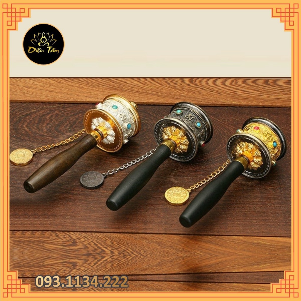 Kinh Luân cầm tay Tây Tạng Om Mani Padme Hum - bánh xe Tây Tạng cầu bình an Mani kinh luân MS250