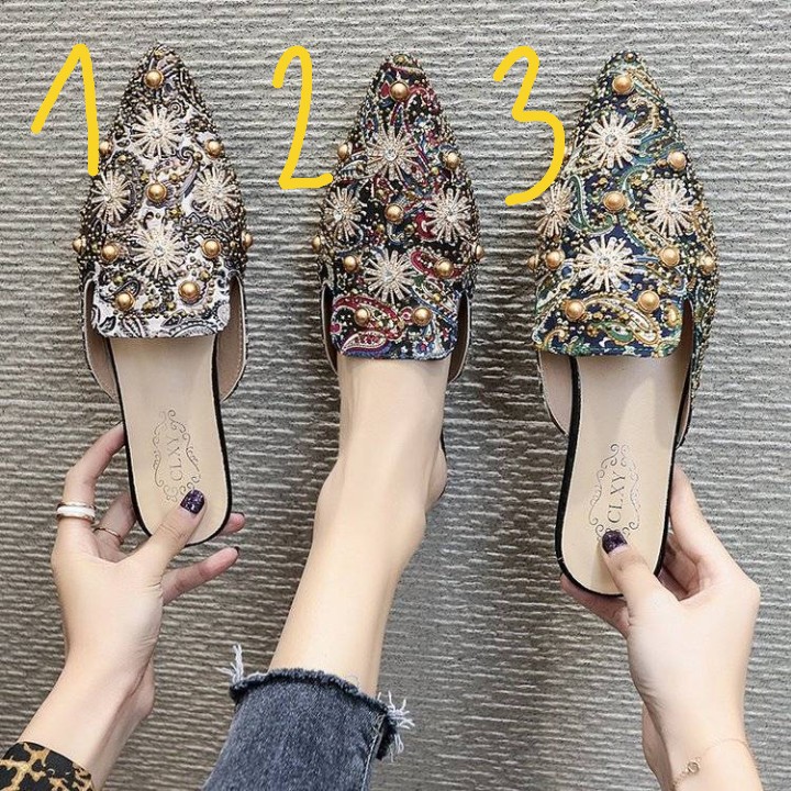 (ORDER) Giày sục nữ đính đá họa tiết sang chảnh | BigBuy360 - bigbuy360.vn