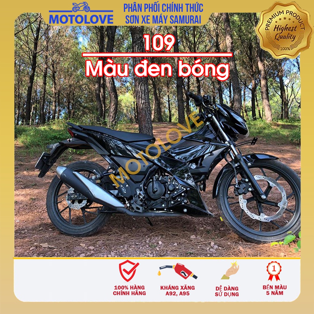 Sơn Samurai Đen Bóng - 109  - chai sơn xịt chuyên dụng nhập khẩu từ Malaysia.