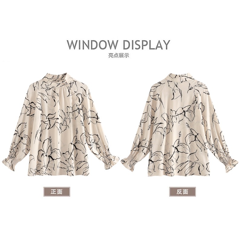 Áo chiffon nữ tay dài ống loe in họa tiết | BigBuy360 - bigbuy360.vn