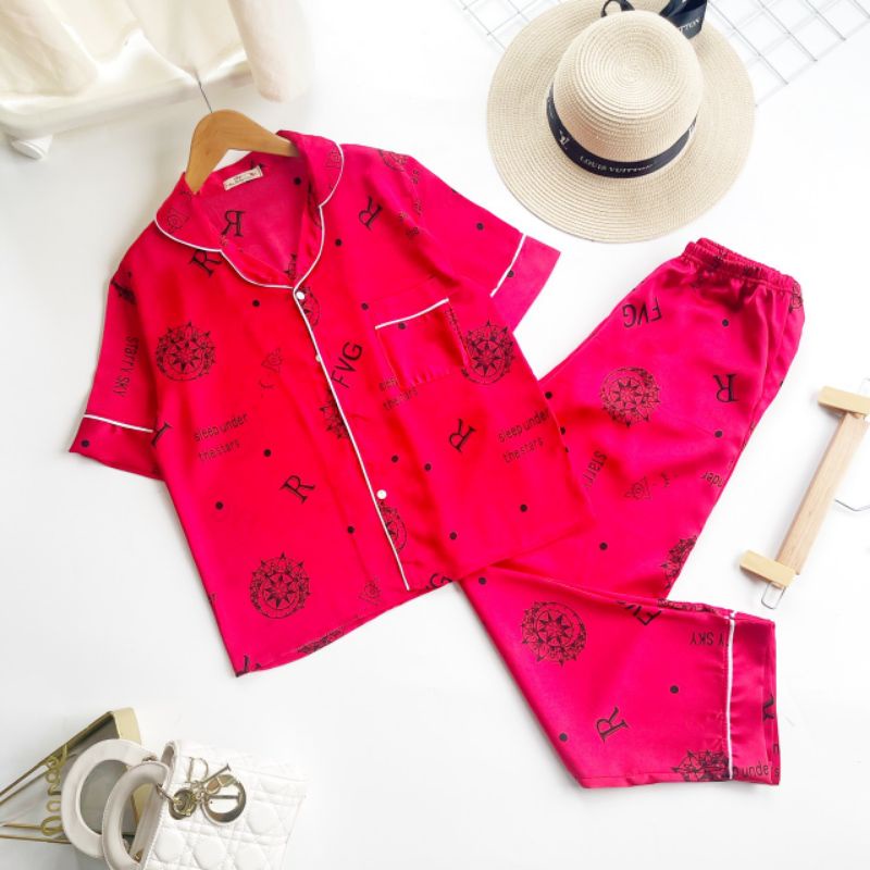 Bộ Lụa Satin Cộc Dài Mềm Mướt