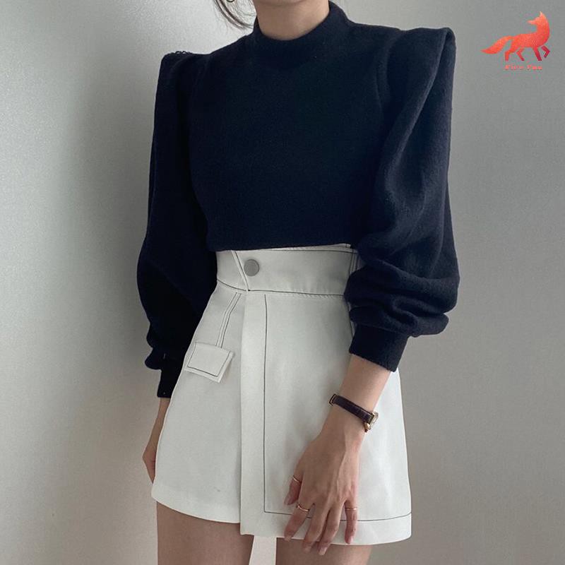 Set Áo Len Cổ Lọ Dài Tay + Chân Váy Chữ A Lưng Cao Thời Trang Nữ