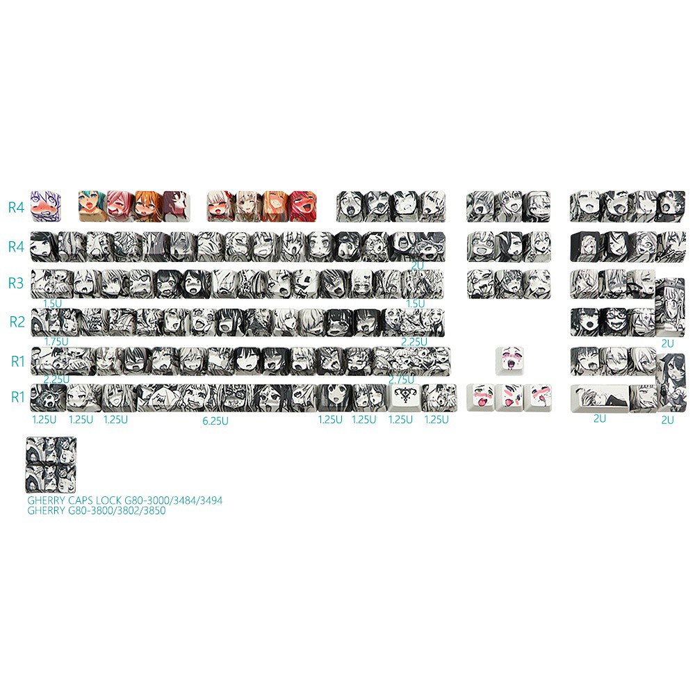 Bộ Phím Rời PBT 108 Phong Cách Nhật Bản Cho Bàn Phím Cơ Cherry Gateron Filco Kailh