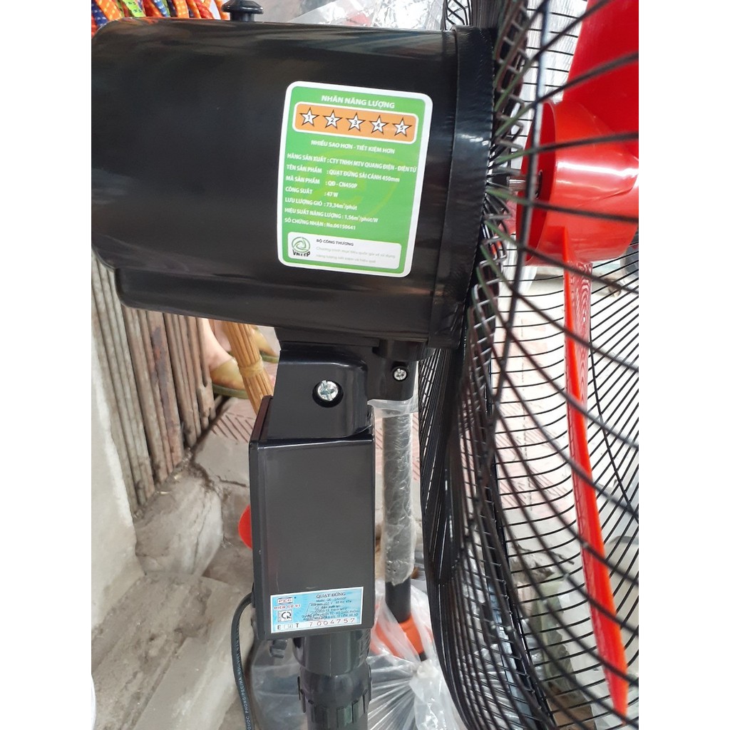 Quạt cây đứng công nghiệp điện cơ 91 QĐ-CN450P Bộ Quốc Phòng - cánh cam, sải cánh 45cm