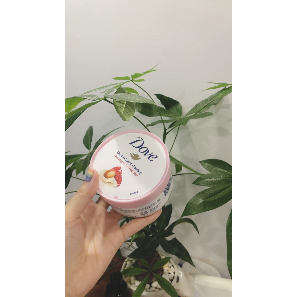 Tẩy Da Chết Dove Exfoliating Body Polish Đức 225ml - Tẩy Tế Bào Chết Giúp Dưỡng Da Trắng Mịn Màng Macca &amp; Lựu