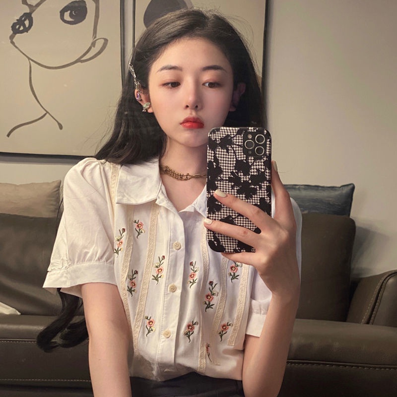 Áo sơ mi thêu hoa phong cách ulzzang hàn quốc dành cho nữ