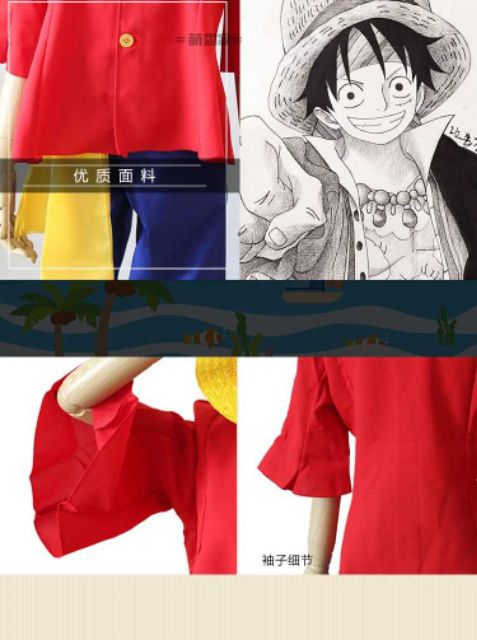 SET ĐỒ COSPLAY LUFFY MŨ RƠM TRONG ONE PIECE VUA HẢI TẶC