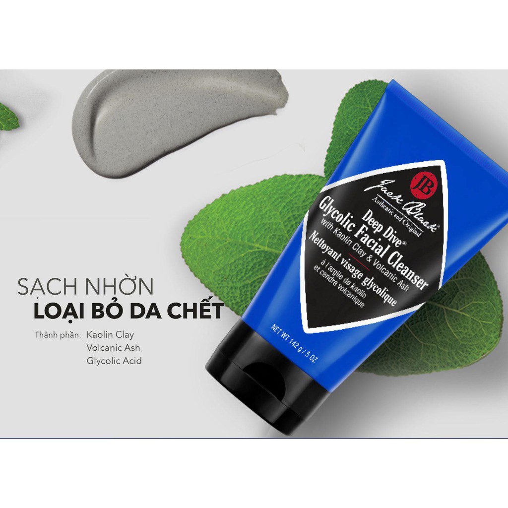 Sữa Rửa Mặt Cho Nam 2in1 Jack Black Deep Dive® Glycolic Facial Cleanser-Sạch Dầu