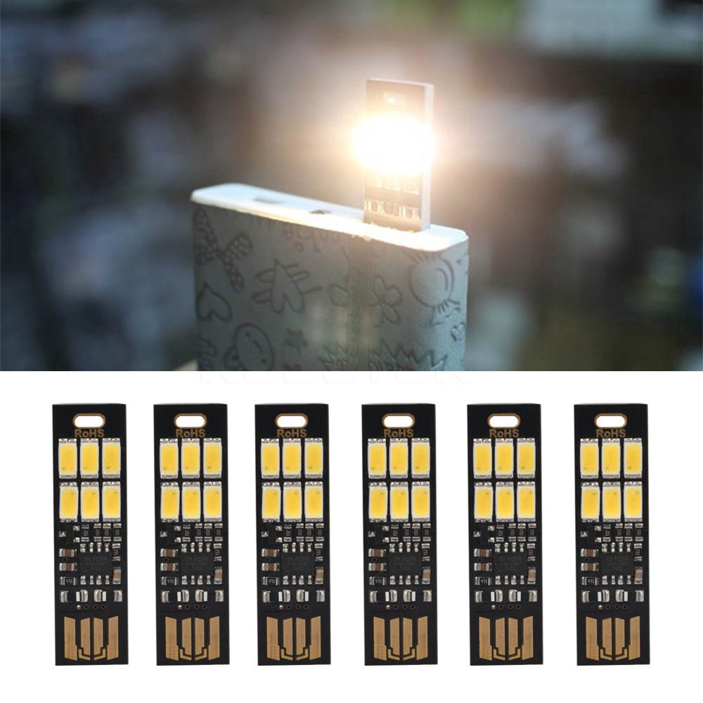 Đèn ngủ LED mini 5V 6 bóng năng lượng USB điều chỉnh cảm ứng tiện lợi