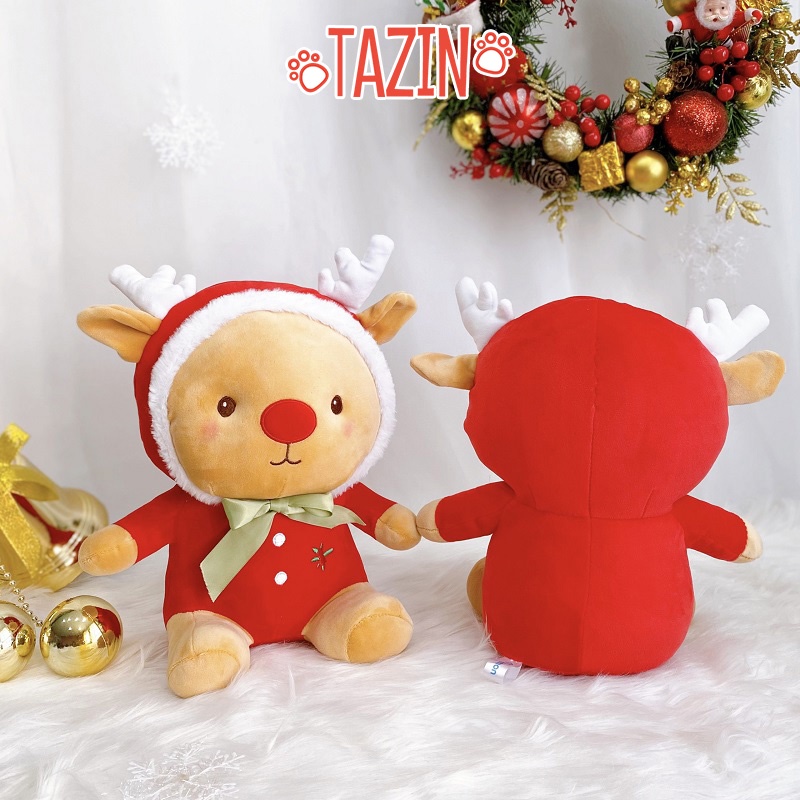 Gấu bông tuần lộc giáng sinh noel mũi đỏ cutte cho bé cao cấp TAZIN