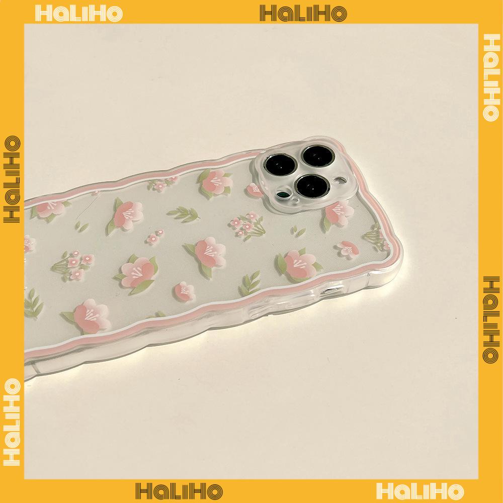 iPhone Case Silicone Soft Case Clear Case Wave Airbag Shockproof Camera Cover Protection Pink Flower Compatible For iPhone 11 iPhone 13 Pro Max iPhone 12 Pro Max iPhone 7 Plus xr