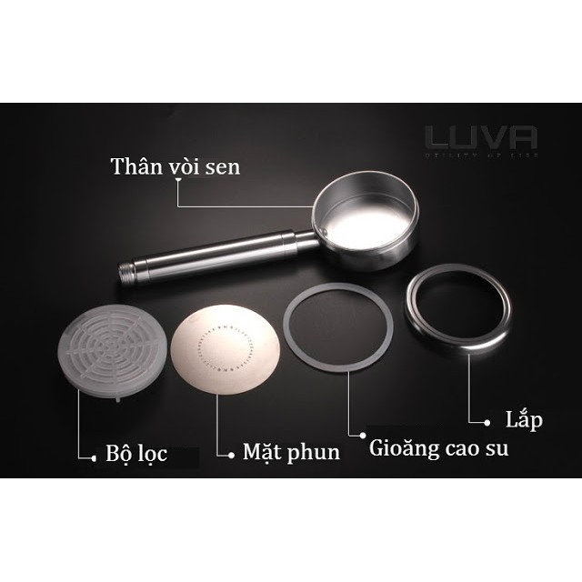 Vòi sen tăng áp LUVA VS3  mặt bát sen 6.2cm