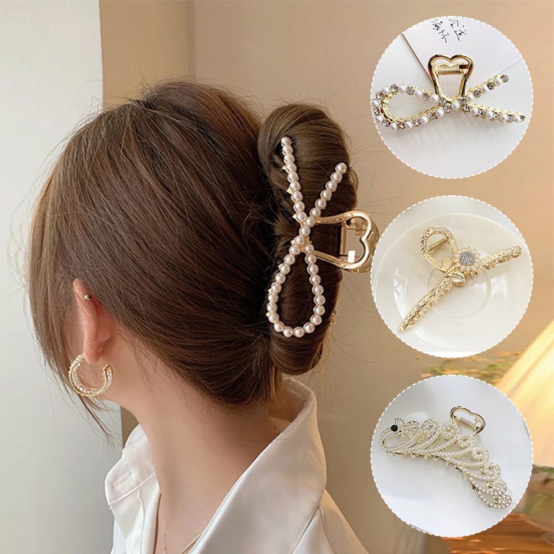 Kẹp tóc Hàn Quốc đính đá  cặp tóc càng cua kim loại nhiều kiểu tùy chọn xinh xắn sang chảnh cho nữ