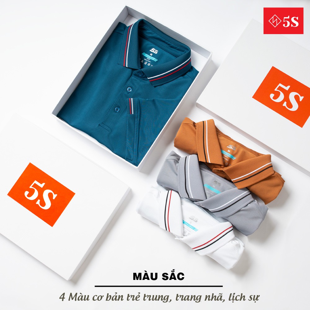 [MUA 2 GIẢM 30K] Áo Thun Nam Polo Tay Ngắn 5S (4 màu), Phom Ôm Vừa Vặn, Chất Vải Mềm Mịn (APC21013-CP1)