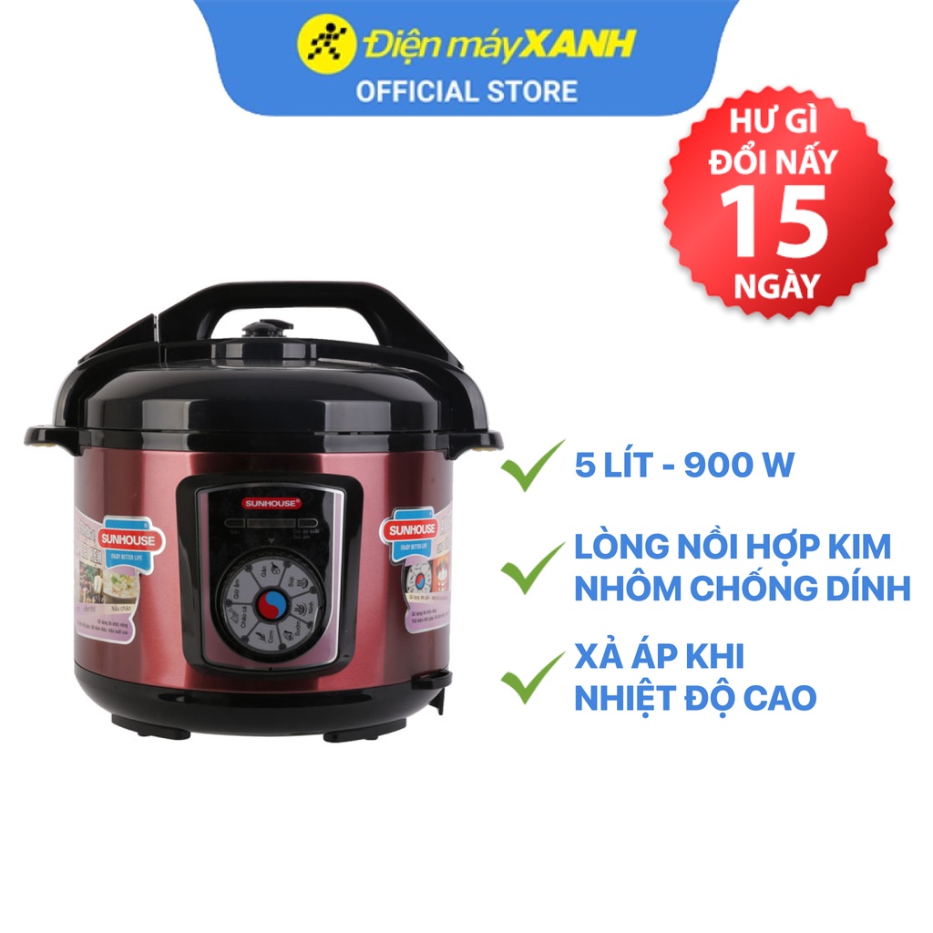 [Mã ELHADEV giảm 4% đơn 300K] Nồi áp suất điện Sunhouse SHD1755 5 lít