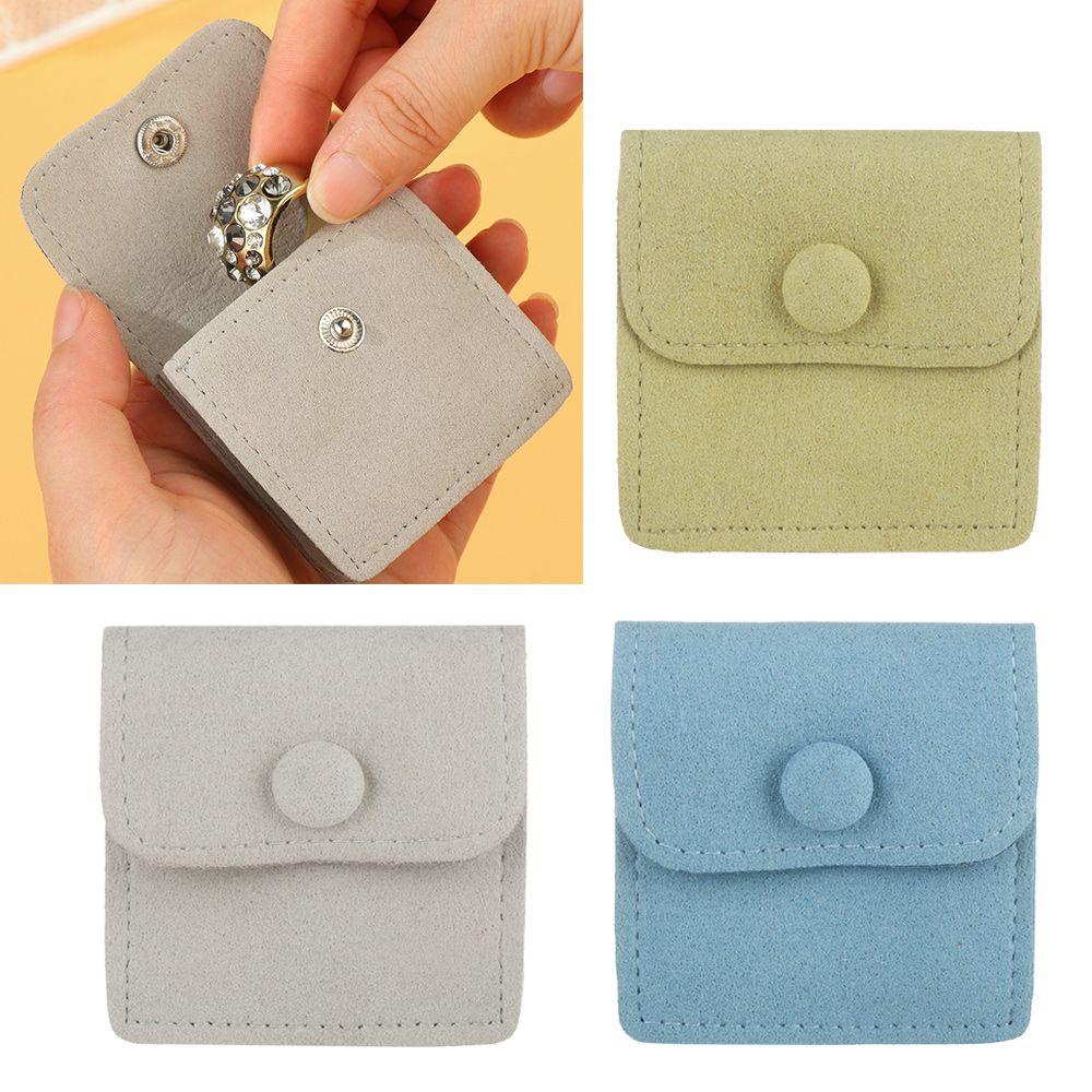 BSUNS Túi Đựng Trang Sức Vải Nhung Phối Nút Cài Đôi Tiện Dụng