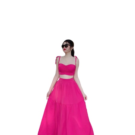 Sét chân váy thô áo 2s maxi đi biên siêu xinh cho chị em mình sống ảo-Minxy shop