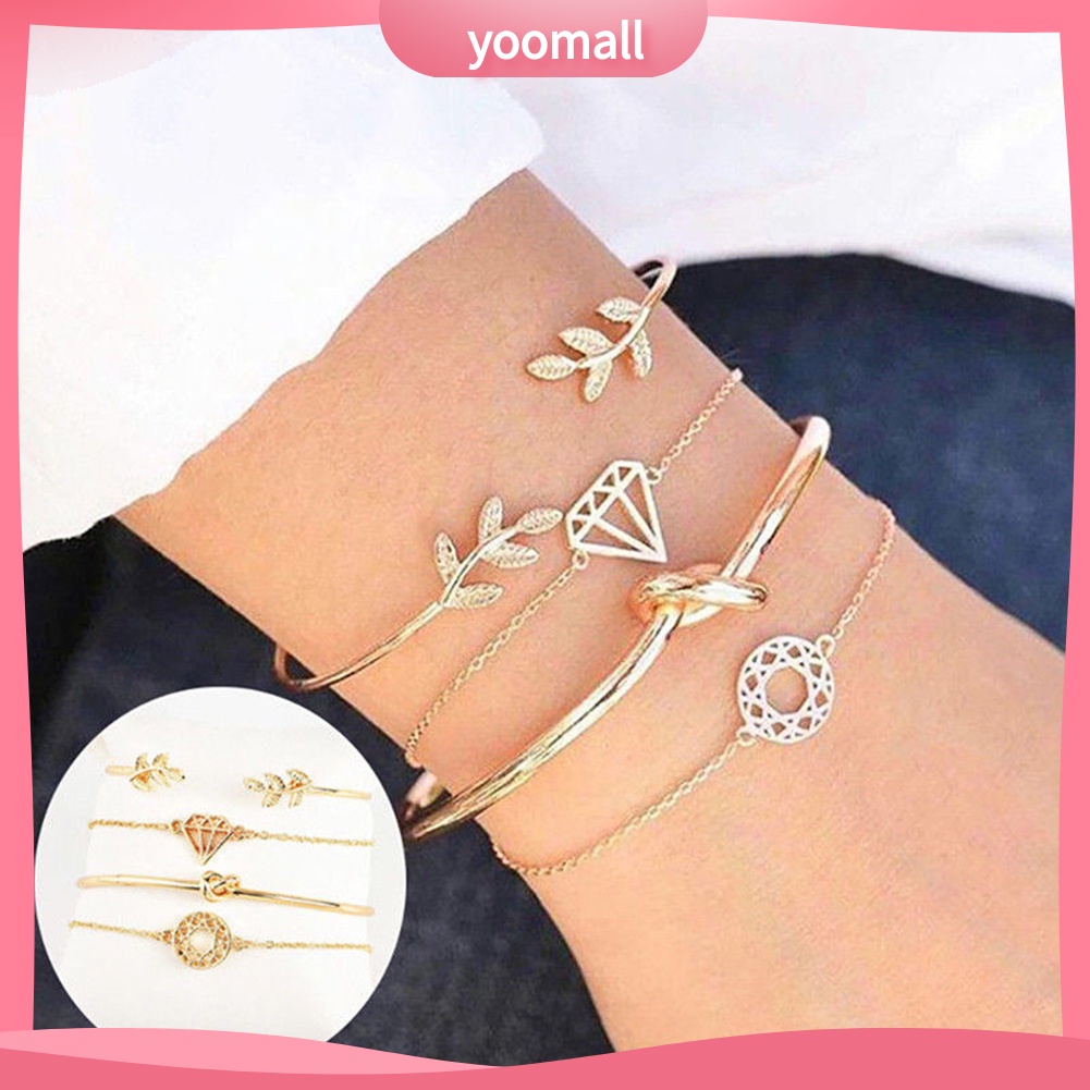 Set 4 vòng tay phong cách boho thời trang cho nữ