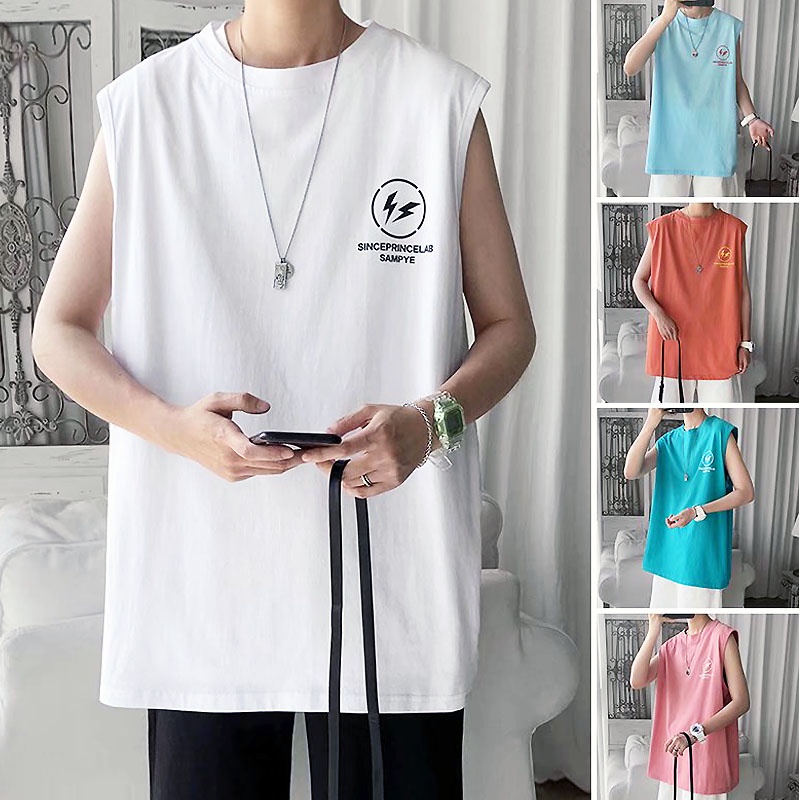 Áo Thun Không Tay In Chữ Phong Cách Hàn Quốc Dành Cho Nam
